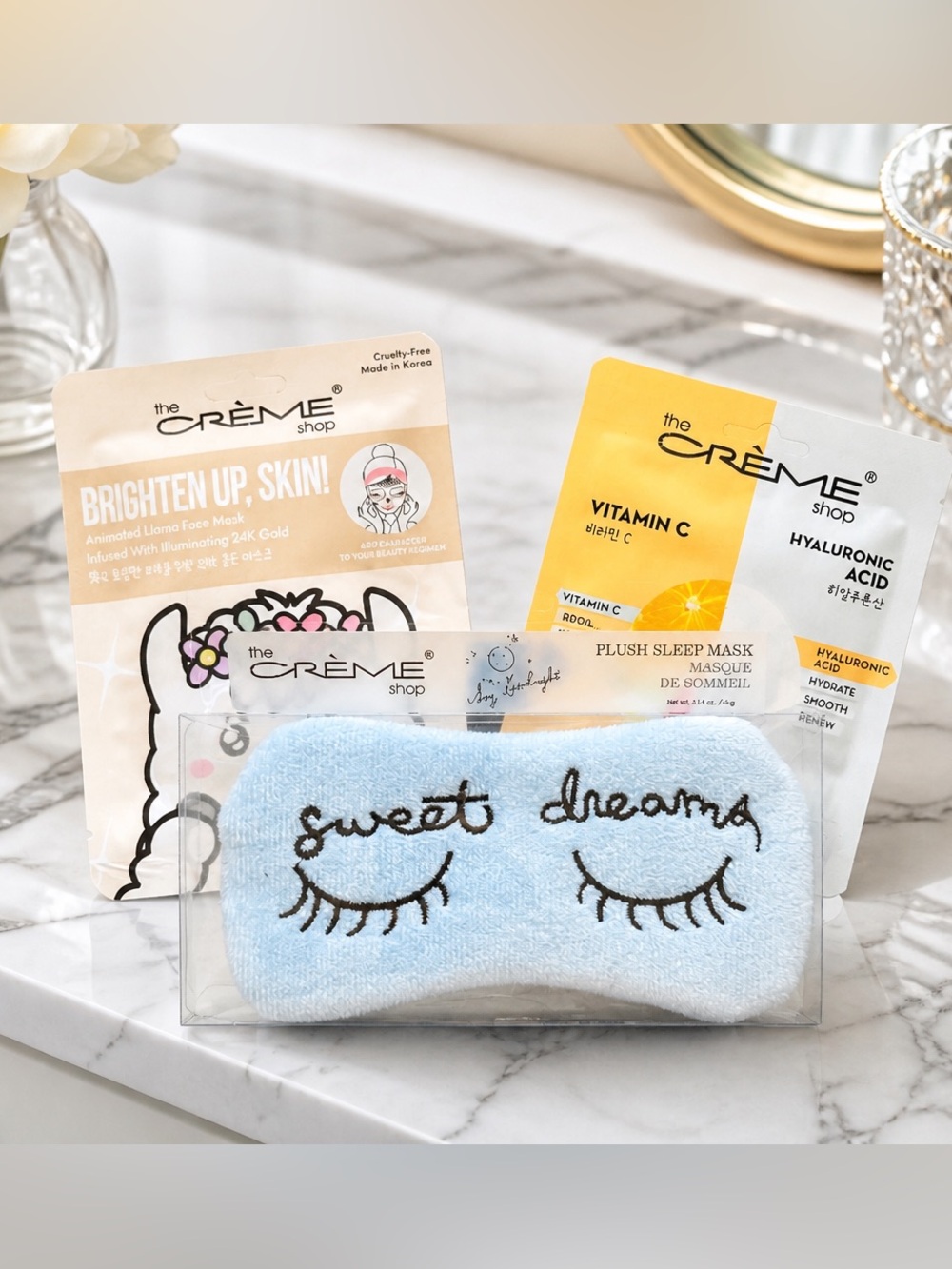 NIB Creme Shop Blue Plush Sleep Mask - 1 Fusion - 1 Brighten Up Skin Facial Mask